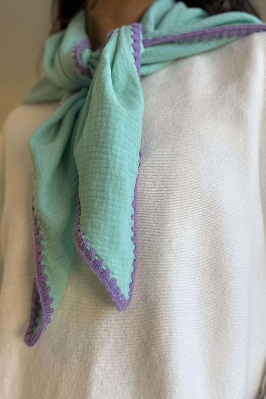 Pia Whipstitch Neckerchief Seafoam & Amethyst